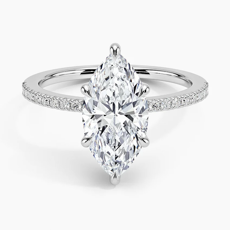 Theresa Marquise lab-grown diamond ring, top view, 2 carat