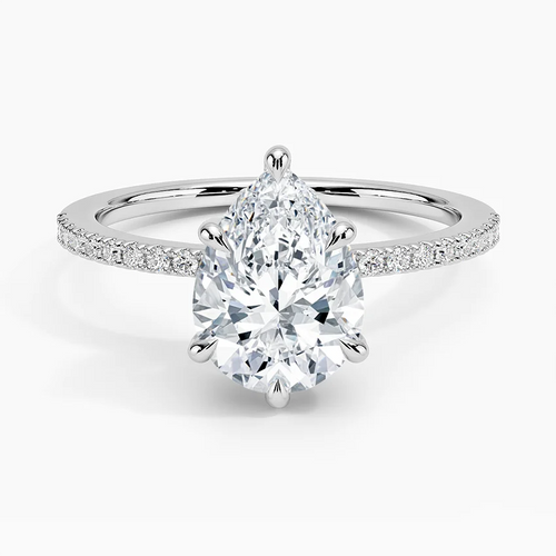 Abigail Pear lab-grown diamond ring, top view, 2 carat