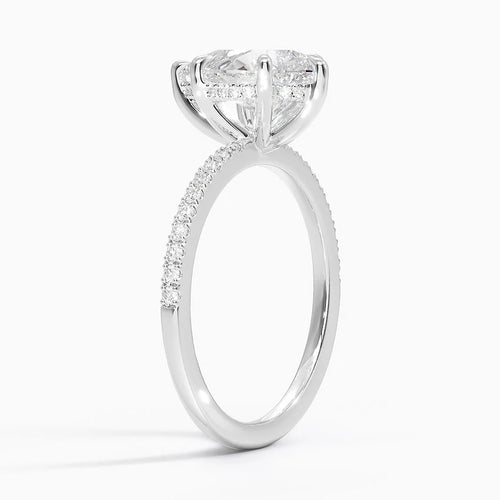 Abigail Pear lab-grown diamond ring, side view, 2 carat