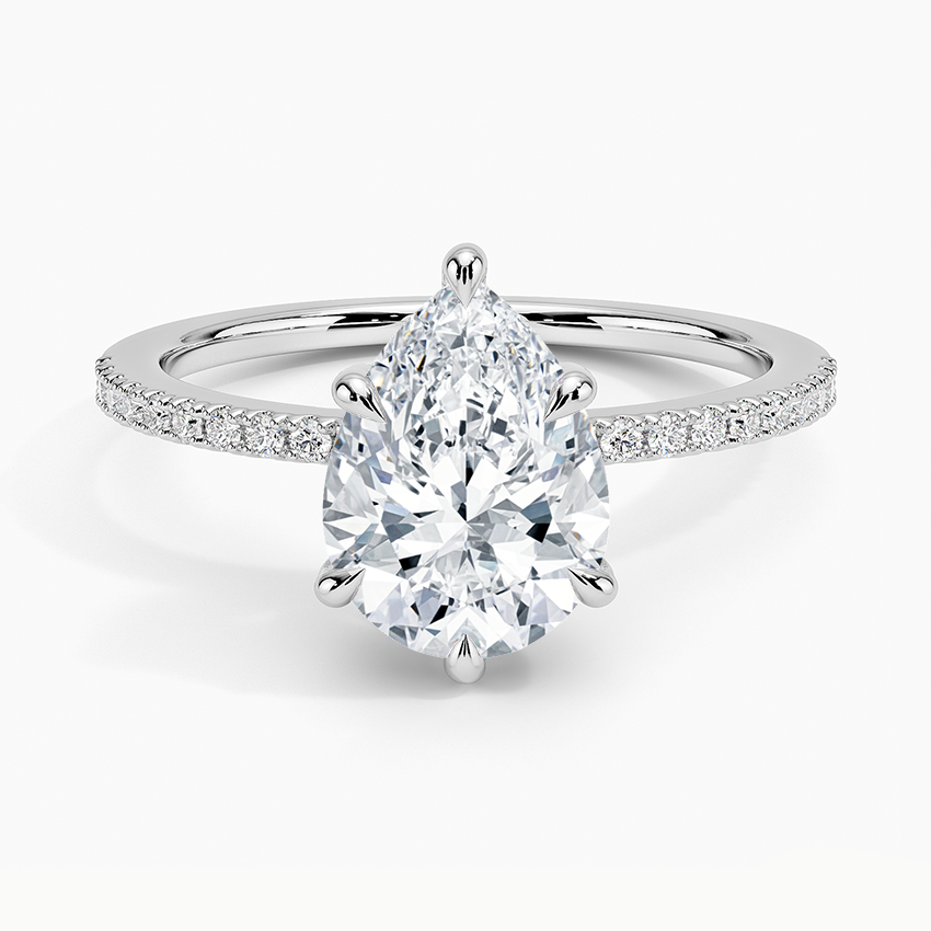 Abigail Pear lab-grown diamond ring, top, 2 ct