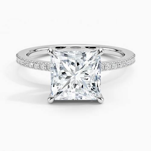 Alice Princess lab-grown diamond ring, top view, 2 carat