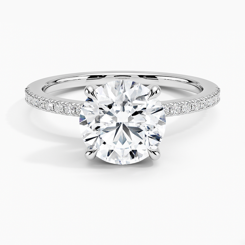Cecilia Round lab-grown diamond ring, top, 2 ct