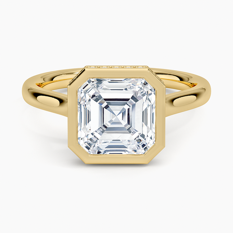 Dorothy Asscher lab-grown diamond ring, top view, 2 carat