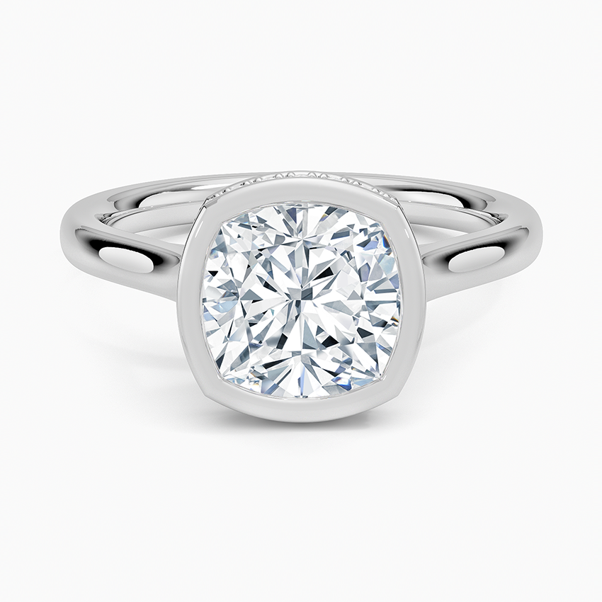 Estelle Cushion lab-grown diamond ring, top, 2 ct