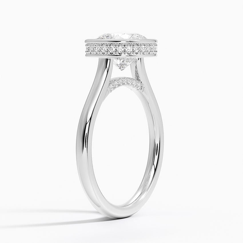Estelle Cushion lab-grown diamond ring, side1, 2 ct