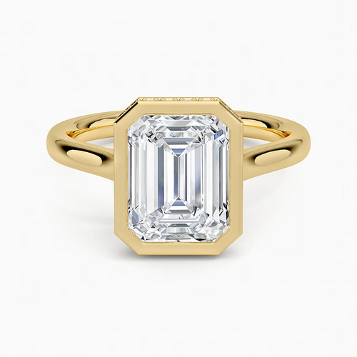 Aruba Emerald lab-grown diamond ring, top view, 2 carat