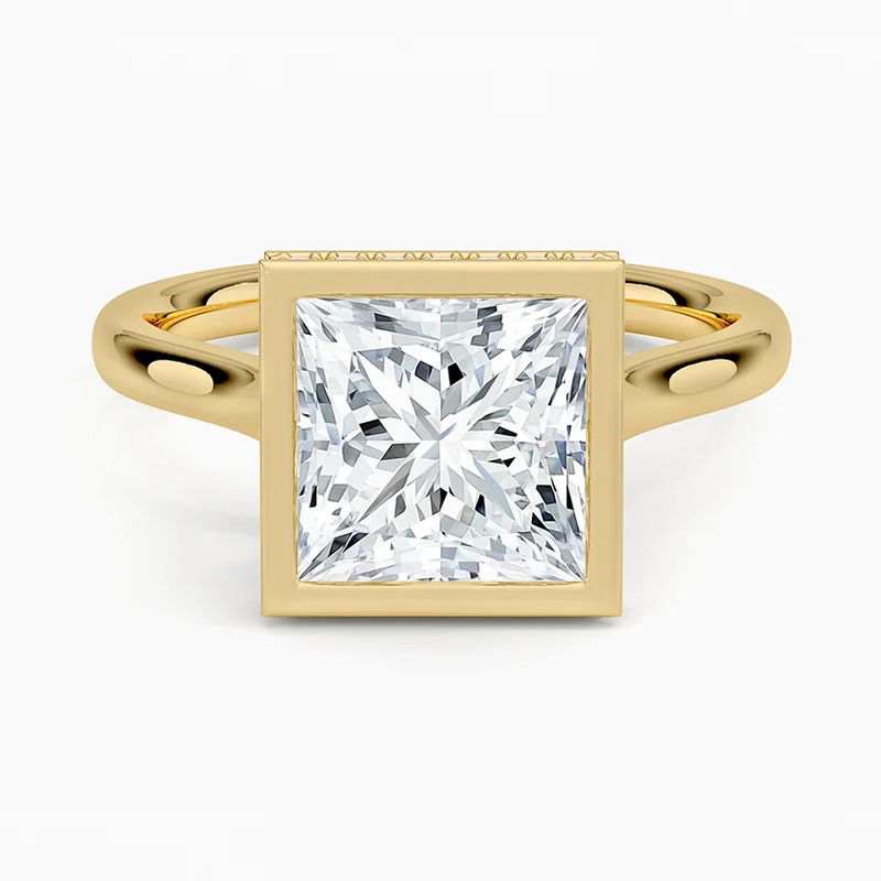 Francesca Princess lab-grown diamond ring, top view, 2 carat