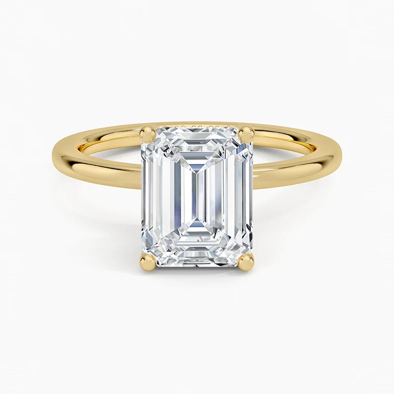 Boulder Emerald lab-grown diamond ring, top view, 2 carat