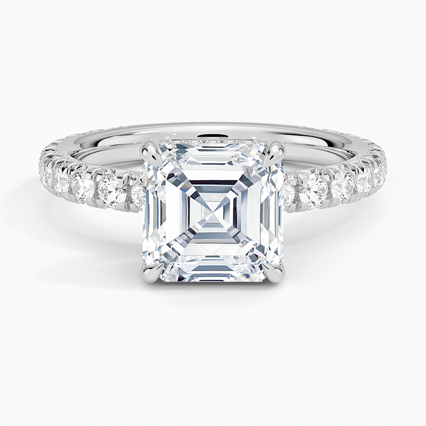 Ophelia Asscher lab-grown diamond ring, top, 2 ct