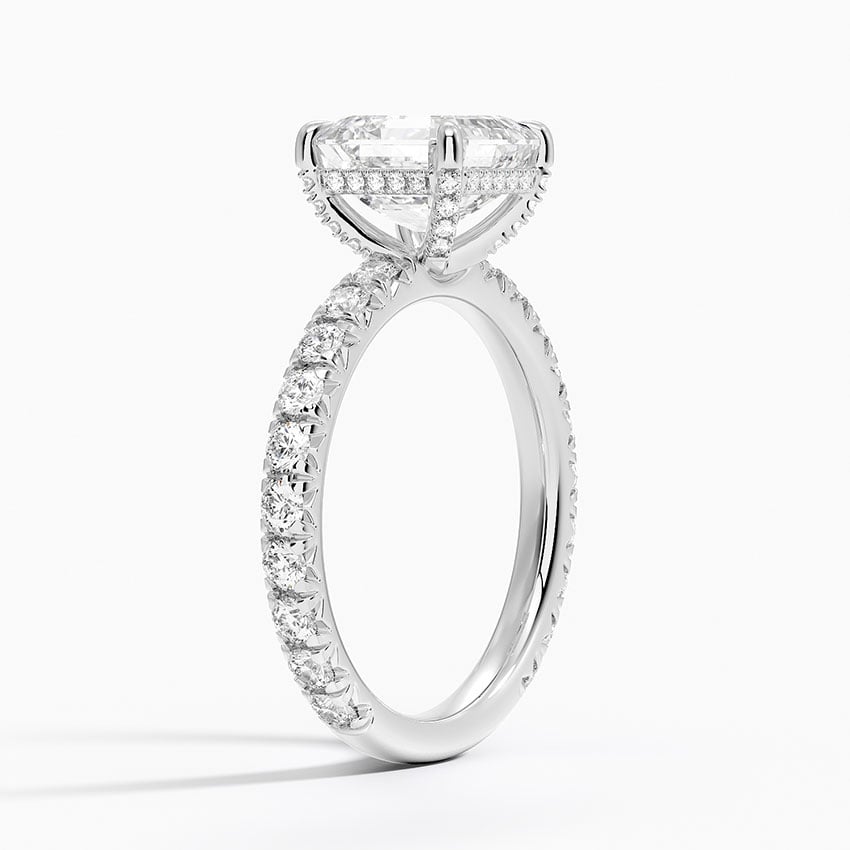 Ophelia Asscher lab-grown diamond ring, side1, 2 ct