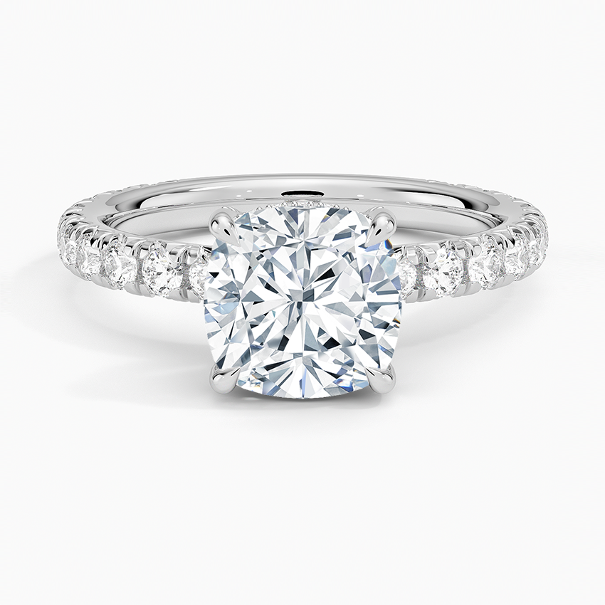 Montecito Cushion lab-grown diamond ring, top, 2 ct