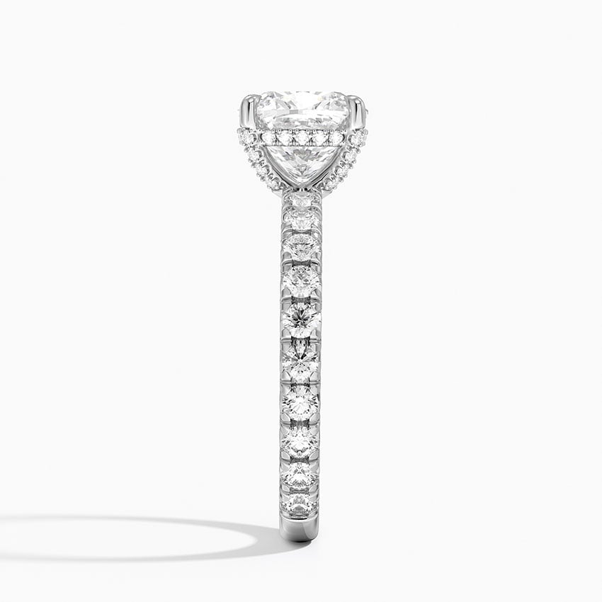Montecito Cushion lab-grown diamond ring, side2, 2 ct