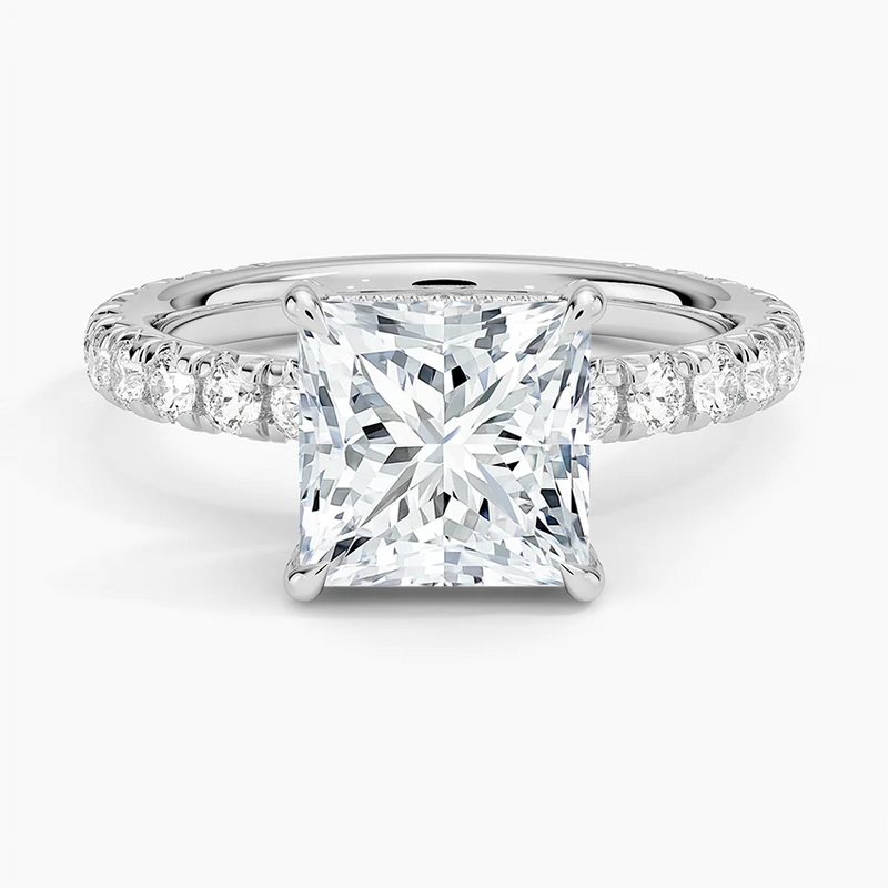Ramona Princess lab-grown diamond ring, top view, 2 carat