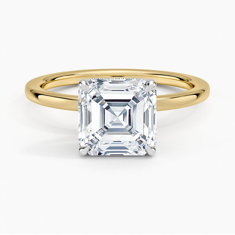 Valerie Asscher lab-grown diamond ring, top view, 2 carat