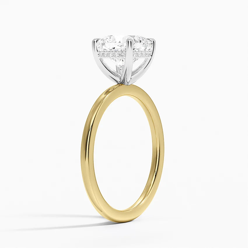 Naples Cushion lab-grown diamond ring, side view, 2 carat