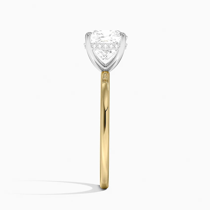 Naples Cushion lab-grown diamond ring, alternate side view, 2 carat