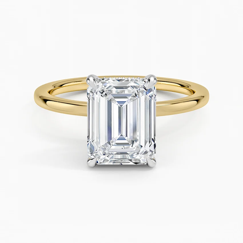 Winifred Emerald lab-grown diamond ring, top view, 2 carat