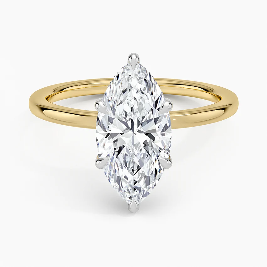 Alexandra Marquise lab-grown diamond ring, top view, 2 carat
