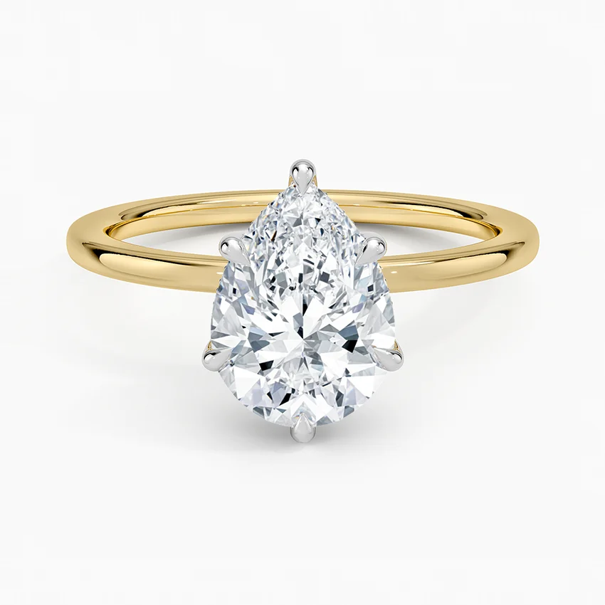 Charlotte Pear lab-grown diamond ring, top view, 2 carat