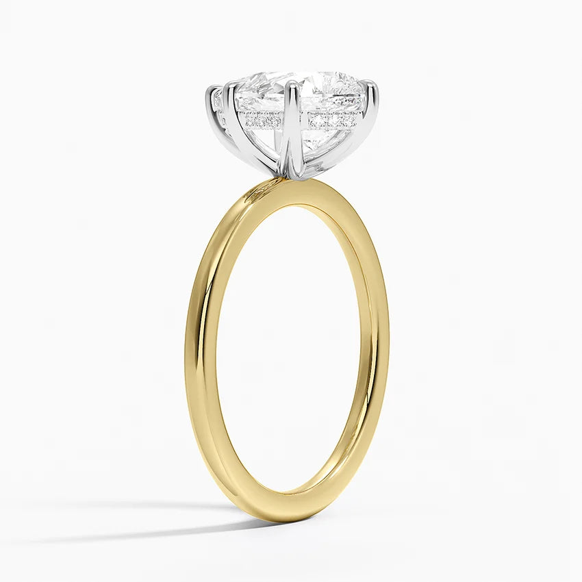 Charlotte Pear lab-grown diamond ring, side view, 2 carat