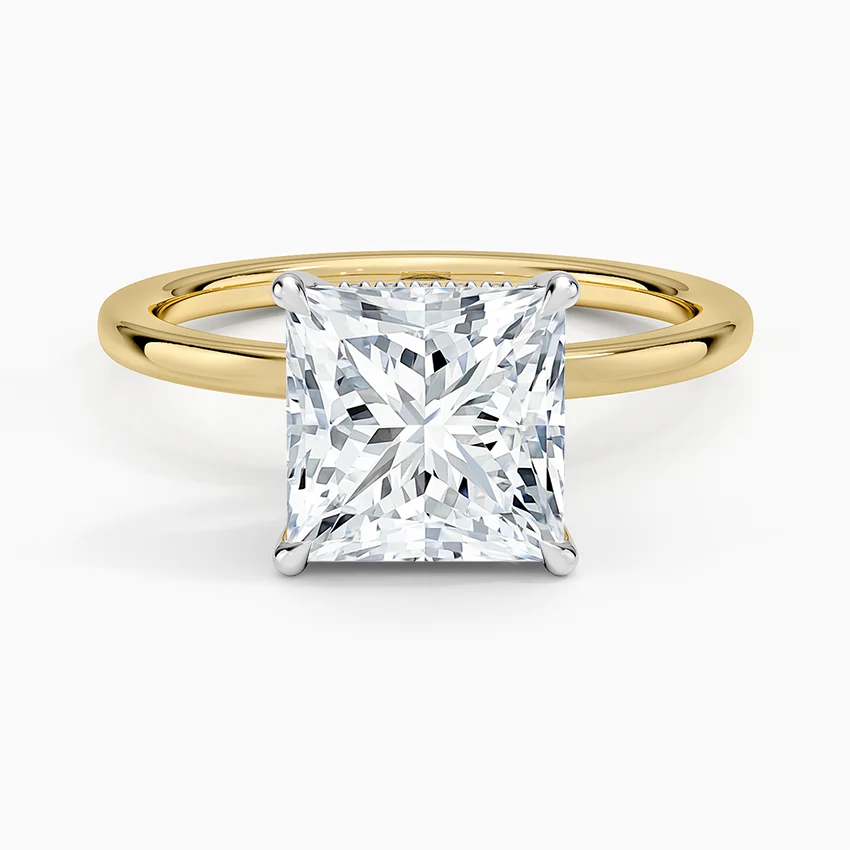 Summerland Princess lab-grown diamond ring, top view, 2 carat