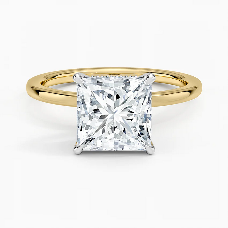Summerland Princess lab-grown diamond ring, top view, 2 carat