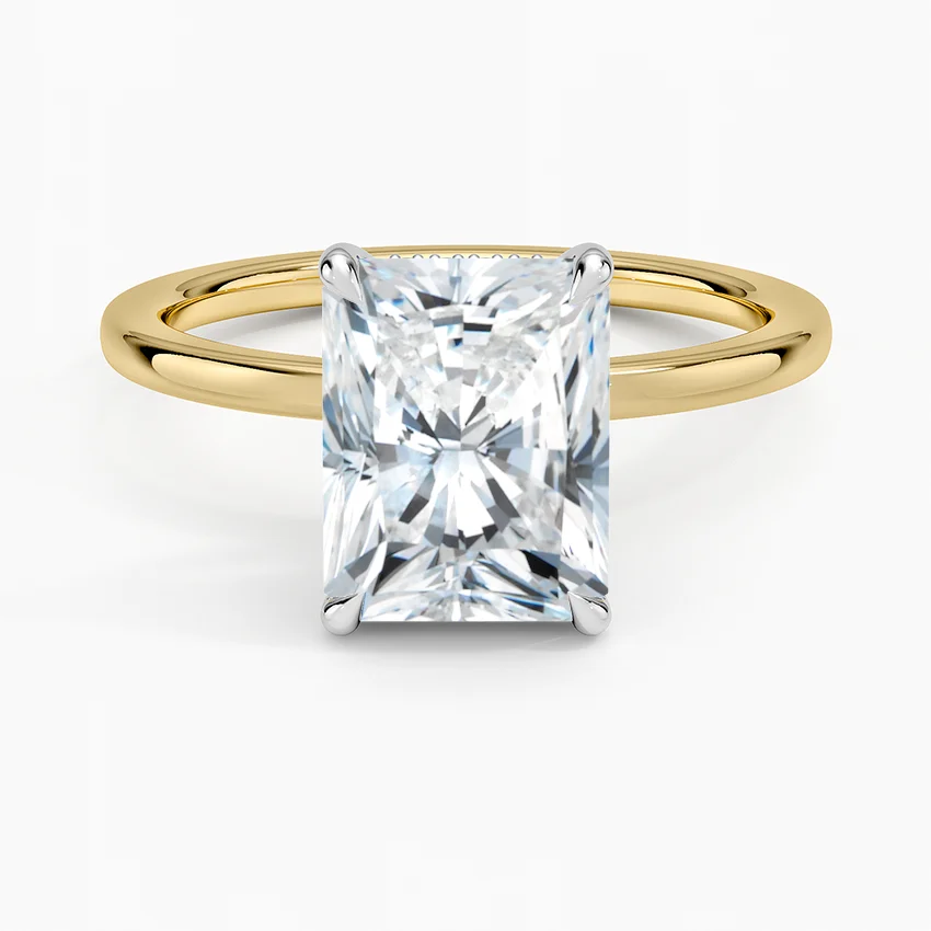 Hood River Radiant lab-grown diamond ring, top view, 2 carat
