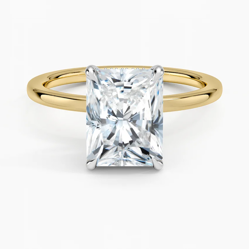Hood River Radiant lab-grown diamond ring, top view, 2 carat
