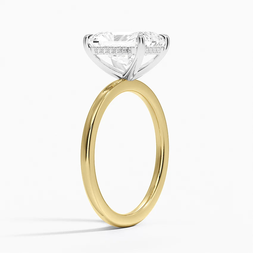 Hood River Radiant lab-grown diamond ring, side view, 2 carat