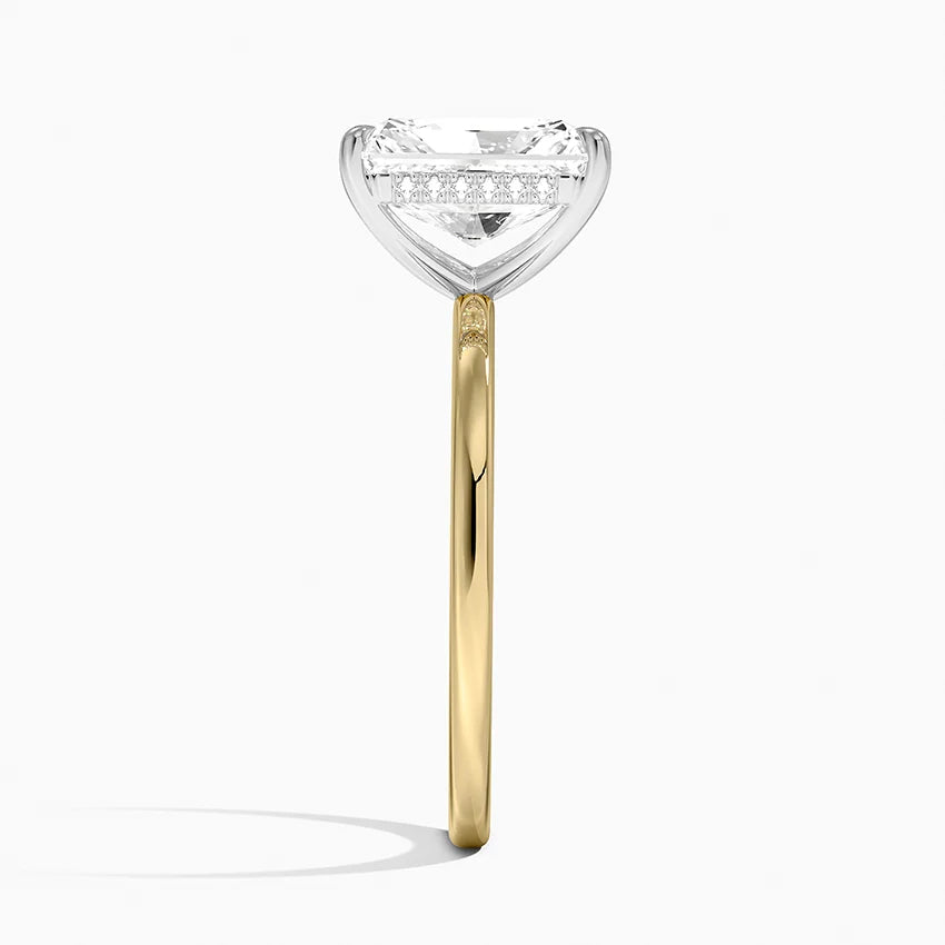 Hood River Radiant lab-grown diamond ring, alternate side view, 2 carat