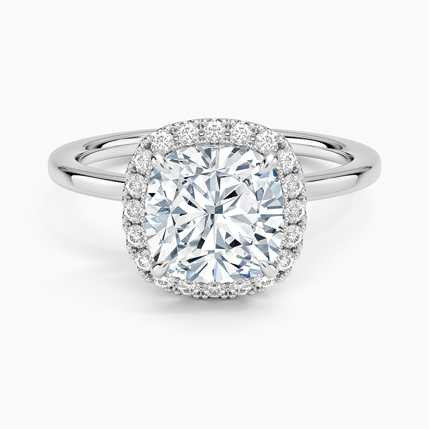 Faye Cushion lab-grown diamond ring, top, 2 ct