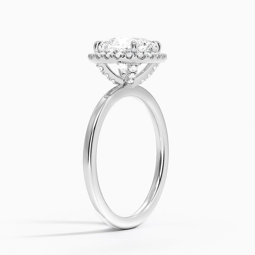 Faye Cushion lab-grown diamond ring, side1, 2 ct