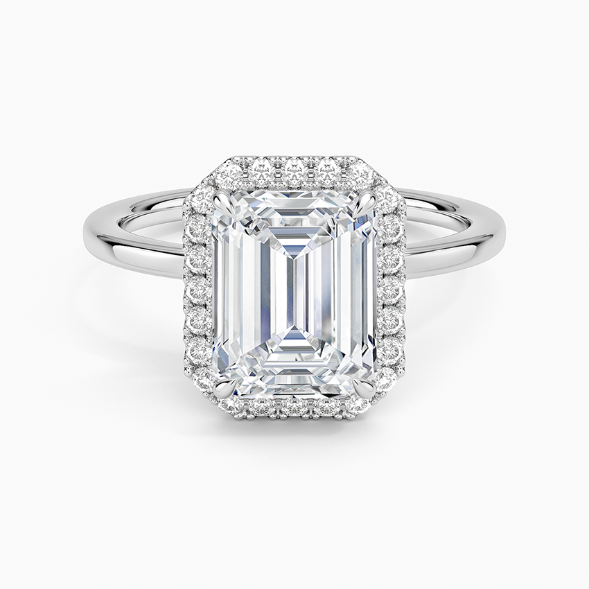 Greta Emerald lab-grown diamond ring, top, 2 ct