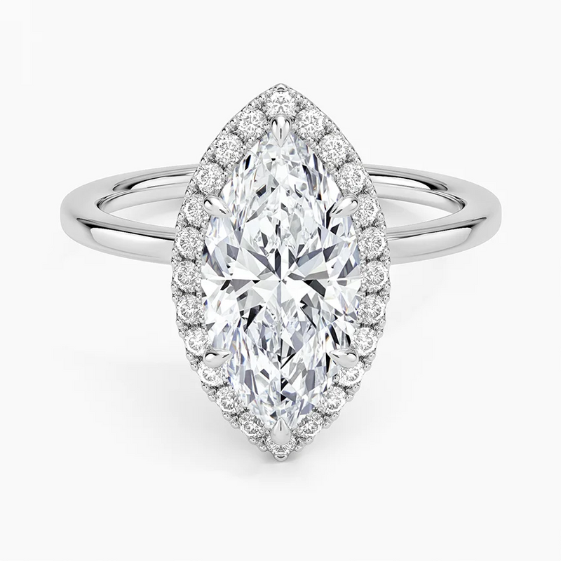 Hannah Marquise lab-grown diamond ring, top view, 2 carat