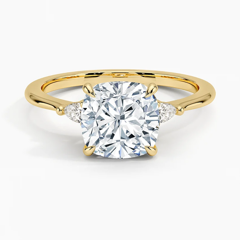 Leona Cushion lab-grown diamond ring, top view, 2 carat