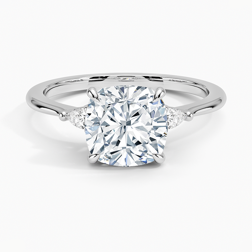 Leona Cushion lab-grown diamond ring, top, 2 ct