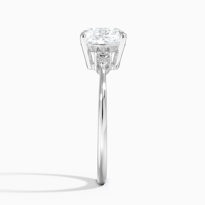 Leona Cushion lab-grown diamond ring, side2, 2 ct