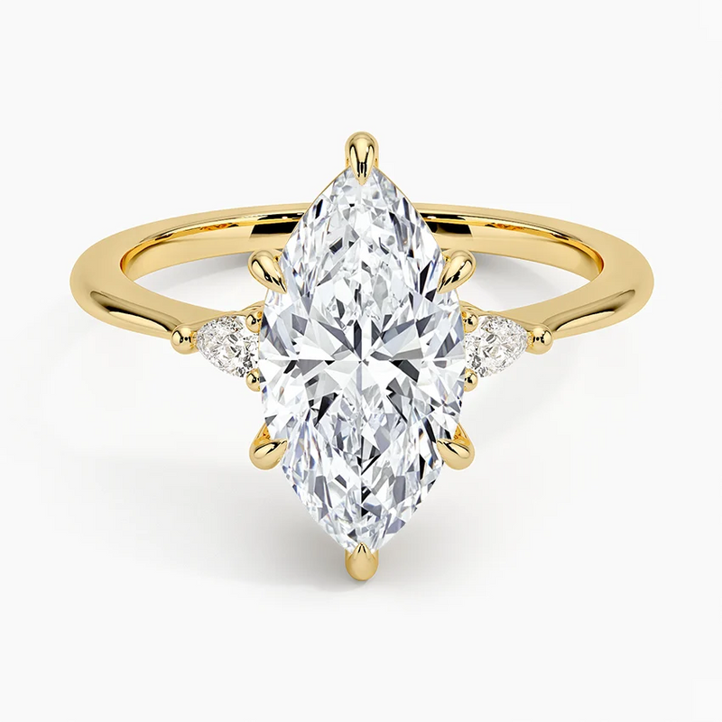 Matilda Marquise lab-grown diamond ring, top view, 2 carat