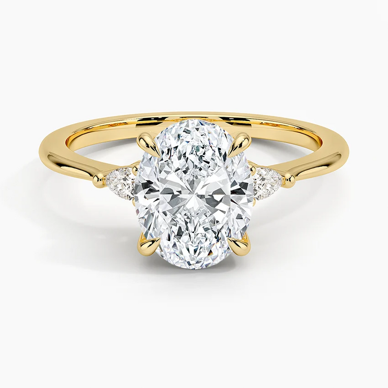 Nicole Oval lab-grown diamond ring, top view, 2 carat