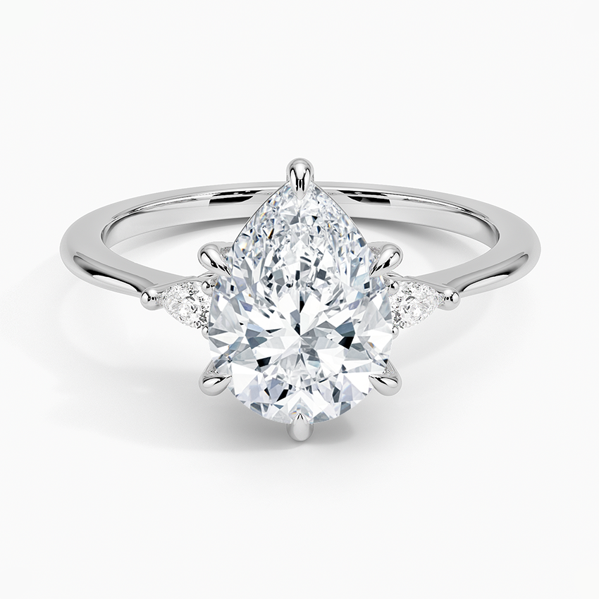 Odette Pear lab-grown diamond ring, top, 2 ct