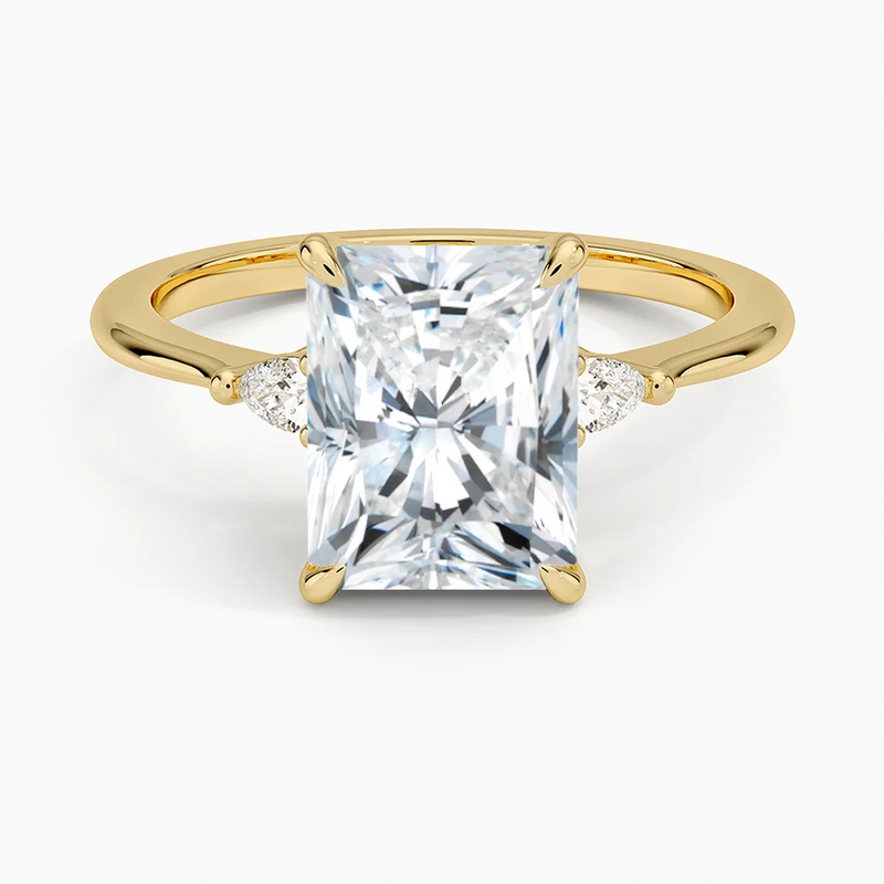 Rachel Radiant lab-grown diamond ring, top view, 2 carat