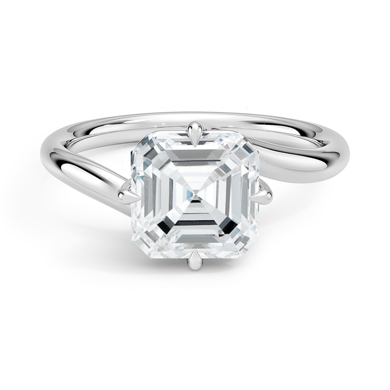 Bonita Asscher lab-grown diamond ring, top view, 2 carat