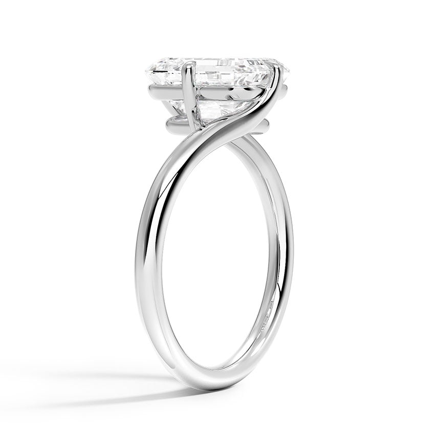 Dorado Emerald lab-grown diamond ring, side view, 2 carat, 18k white gold