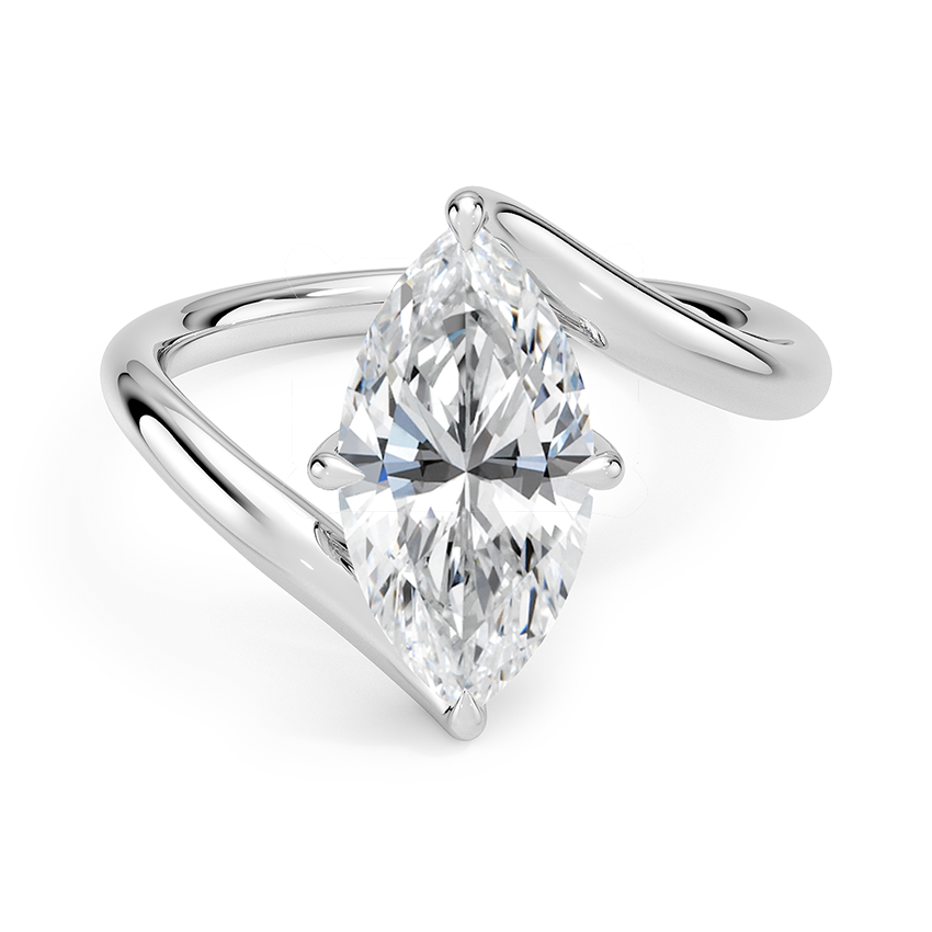 Glacier Marquise lab-grown diamond ring, top view, 2 carat