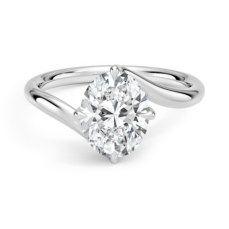 Stardust Oval lab-grown diamond ring, top view, 2 carat