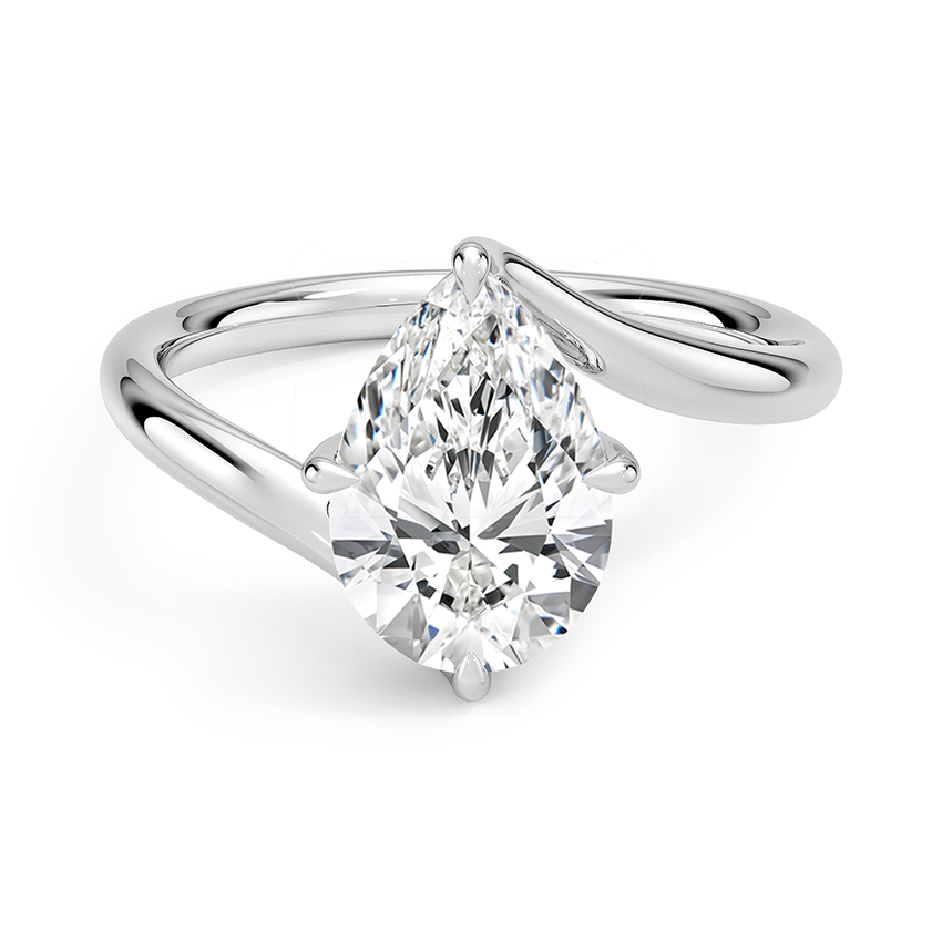 Sunbeam Pear lab-grown diamond ring, top view, 2 carat