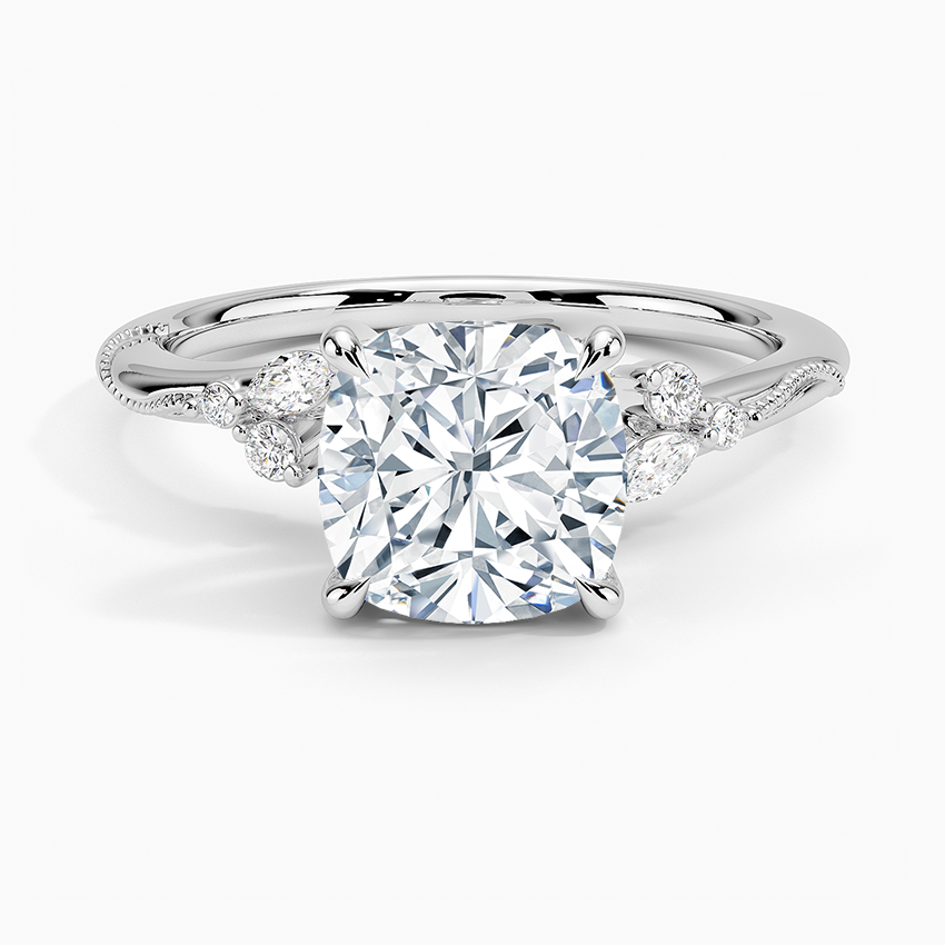 Gardenia Cushion lab-grown diamond ring, top, 2 ct