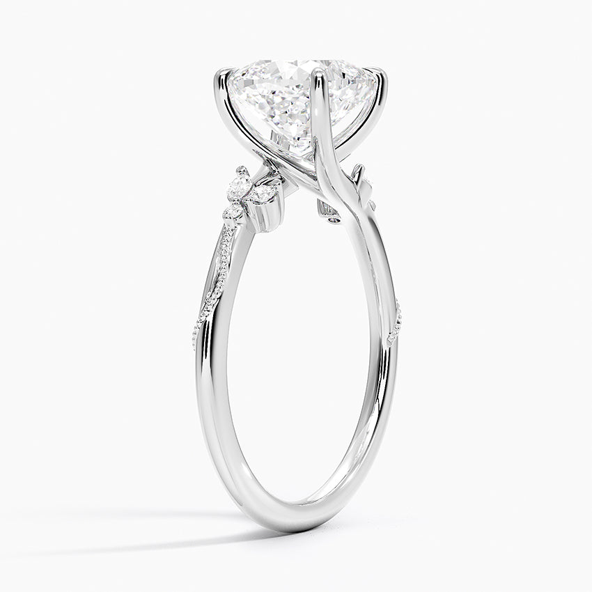 Gardenia Cushion lab-grown diamond ring, side1, 2 ct