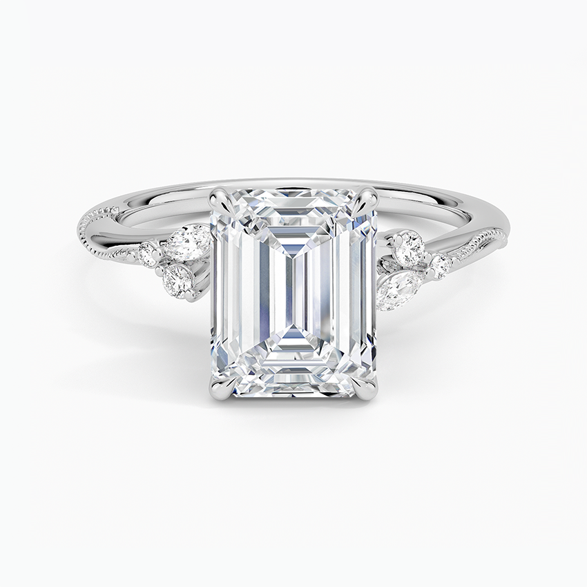 Azalea Emerald lab-grown diamond ring, top, 2 ct