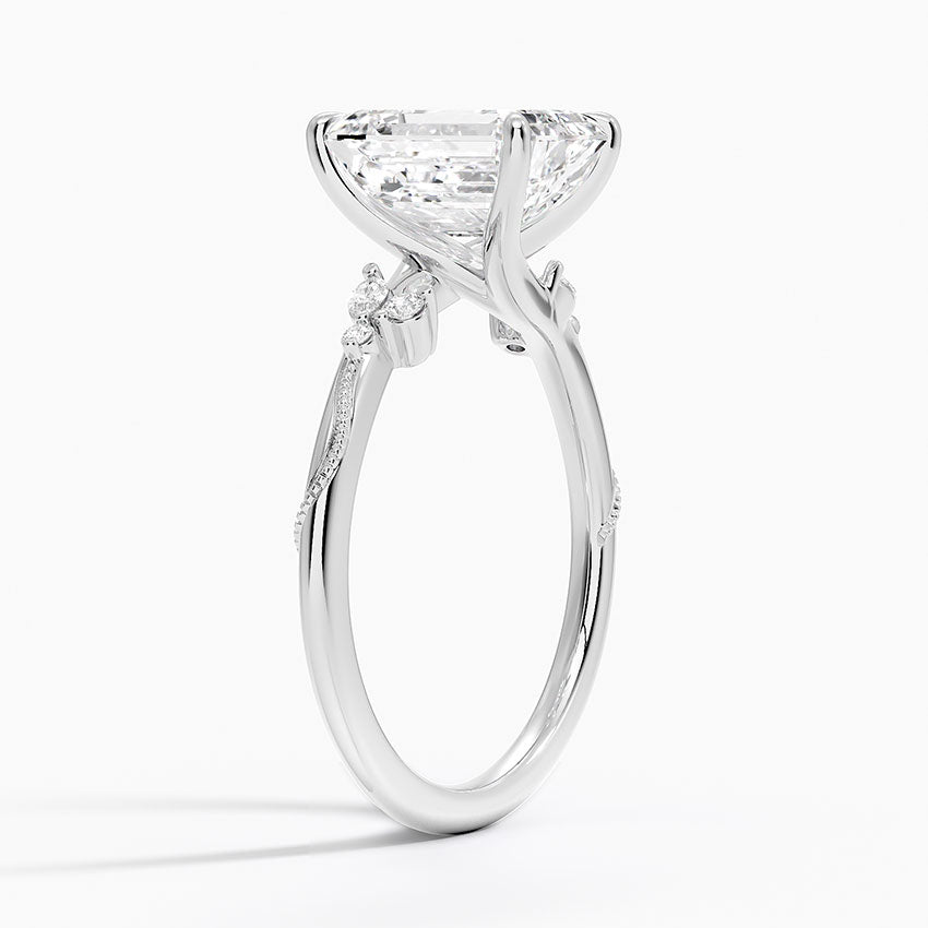 Azalea Emerald lab-grown diamond ring, side1, 2 ct